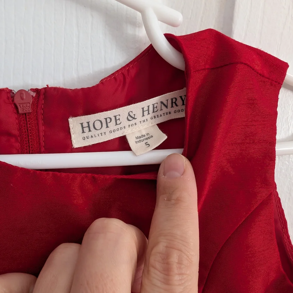 Hope & Henry Girls Red Holiday High Low Dress Size 5